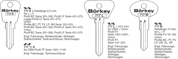 Afbeelding van Borkey 717K Cilindersleutel voor UNION FT