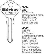 Afbeelding van Borkey 728 Cilindersleutel voor SAFE 6, FIAT