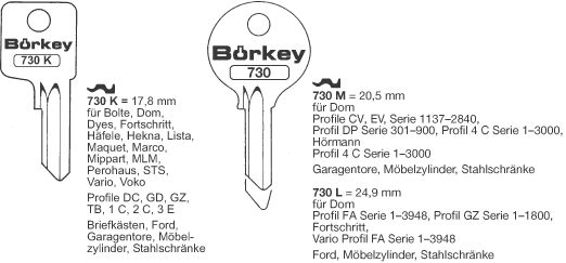 Afbeelding van Borkey 730M Cilindersleutel voor DOM