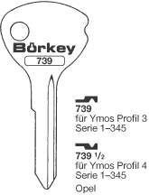 Afbeelding van Borkey 739½ Cilindersleutel voor YMOS 4, OPEL