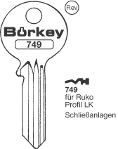 Afbeelding van Borkey 749 Cilindersleutel voor RUKO LK