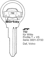 Afbeelding van Borkey 752 Cilindersleutel voor WITTE T, VW