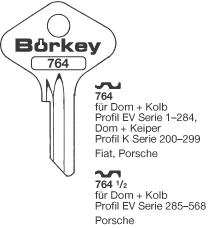Afbeelding van Borkey 764 Cilindersleutel voor DOM,KEIP.KOL