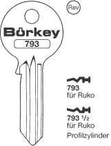 Afbeelding van Borkey 793½ Cilindersleutel voor RUKO