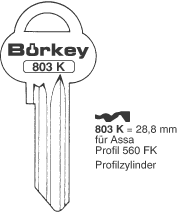 Afbeelding van Borkey 803K Cilindersleutel voor ASSA FK