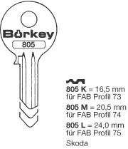 Afbeelding van Borkey 805L Cilindersleutel voor FAB 24,0 MM