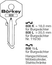 Afbeelding van Borkey 808L Cilindersleutel voor BURG