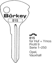 Afbeelding van Borkey 815 Cilindersleutel voor YMOS 9, OPEL