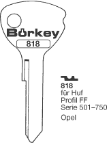 Afbeelding van Borkey 818 Cilindersleutel voor HUF FF, OPEL