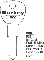 Afbeelding van Borkey 822½ Cilindersleutel voor HUF CAS.L MI