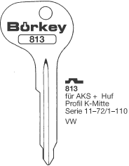 Afbeelding van Borkey 813 Cilindersleutel voor HUF K MI, VW