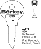 Afbeelding van Borkey 830 Cilindersleutel voor FR.NEIM G,H