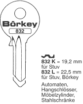 Afbeelding van Borkey 832K Cilindersleutel voor STUV 19,2 MM