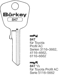 Afbeelding van Borkey 847 Cilindersleutel voor TOYOTA