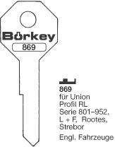 Afbeelding van Borkey 869 Cilindersleutel voor L+F ETC. RL