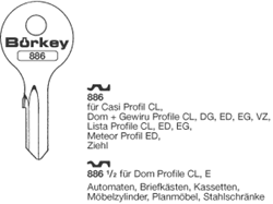 Afbeelding van Borkey 886½ Cilindersleutel voor DOM, SERIE E