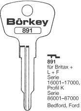 Afbeelding van Borkey 891 Cilindersleutel voor L+F 15 17000