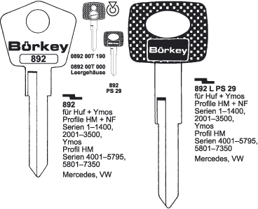 Afbeelding van Borkey 892 Cilindersleutel voor YMOS NF,MERC