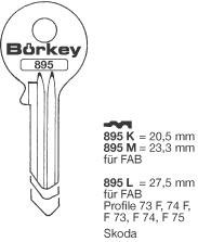 Afbeelding van Borkey 895K Cilindersleutel voor FAB 20,5 MM