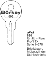 Afbeelding van Borkey 898 Cilindersleutel voor RENZ JU TX