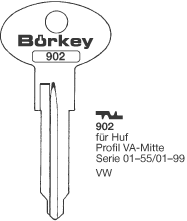 Afbeelding van Borkey 902 Cilindersleutel voor HUF VA, VW