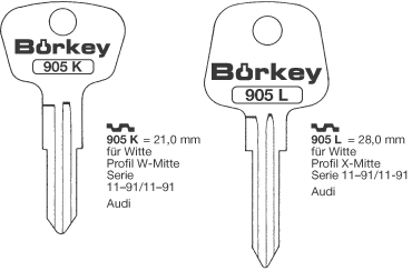 Afbeelding van Borkey 905L Cilindersleutel voor WITTE X,AUDI
