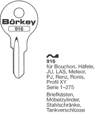 Afbeelding van Borkey 916 Cilindersleutel voor METEOR XY