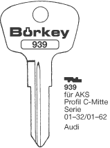 Afbeelding van Borkey 939 Cilindersleutel voor AKS C MITTE