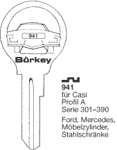 Afbeelding van Borkey 941 Cilindersleutel voor CASI