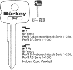 Afbeelding van Borkey 947½ Cilindersleutel voor YMOS B NS