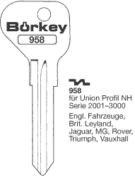 Afbeelding van Borkey 958 Cilindersleutel voor UNION NH