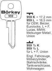 Afbeelding van Borkey 959½K Cilindersleutel voor L + F