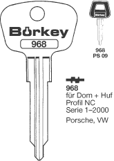 Afbeelding van Borkey 968 Cilindersleutel voor HUF NC