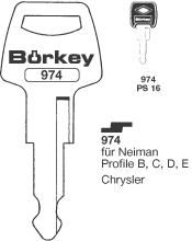 Afbeelding van Borkey 974 Cilindersleutel voor FR. CHRYSLER