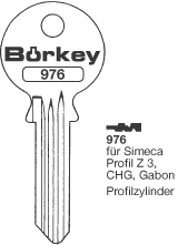 Afbeelding van Borkey 976 Cilindersleutel voor CHG.SI.Z3 MS