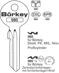 Afbeelding van Borkey 980½ Cilindersleutel voor BOERKEY