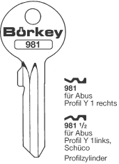 Afbeelding van Borkey 981½ Cilindersleutel voor ABUS Y 1 L