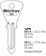 Afbeelding van Borkey 983K Cilindersleutel voor FTH