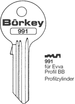 Afbeelding van Borkey 991 Cilindersleutel voor EVVA BB, MS