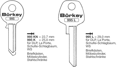 Afbeelding van Borkey 995K Cilindersleutel voor LA PORTE