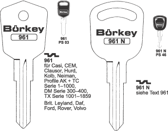 Afbeelding van Borkey Cilindersleutel 961K