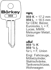 Afbeelding van Borkey 959K Cilindersleutel voor L + F