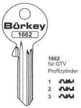 Afbeelding van Borkey 1662 1 Cilindersleutel voor GTV PROF.