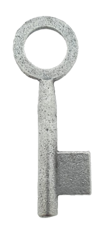 Afbeelding van Antiek ijzeren dopsleutel rond oog 6.5 x 75