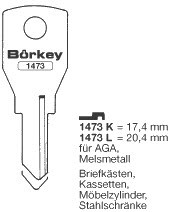 Afbeelding van Borkey 1473K Cilindersleutel voor AGA MÖBEL