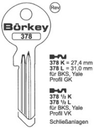 Afbeelding van Borkey Cilindersleutel 378L GK