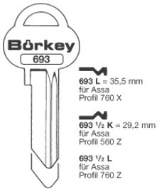 Afbeelding van Borkey Cilindersleutel 693½K