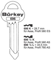 Afbeelding van Borkey Cilindersleutel 696½K