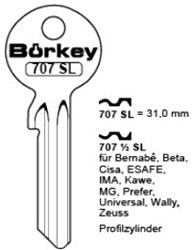 Afbeelding van Borkey Cilindersleutel 707½SL