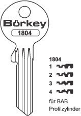 Afbeelding van Borkey 1804 4 Cilindersleutel voor BAB